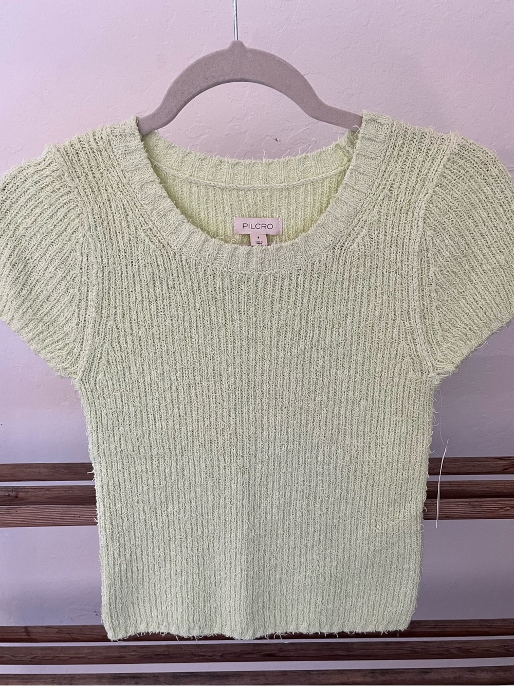 NWT Pilcro Pastel Green Textured Short Sleeve Pullover